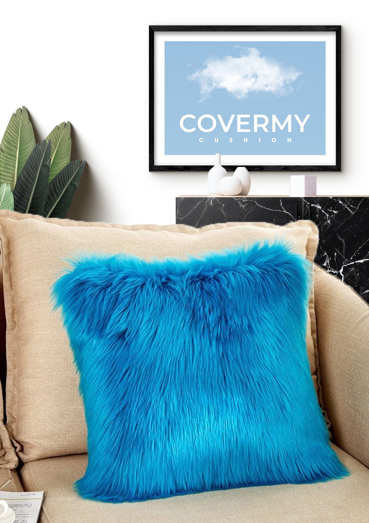 Blue Sheepskin Cushion | CovermyCushion 40x40cm / Blue