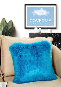 Thumbnail for Blue Sheepskin Cushion | CovermyCushion 40x40cm / Blue