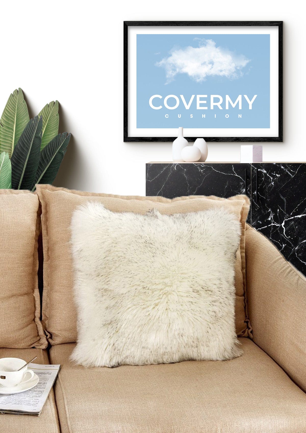 British Sheepskin Cushion Cover | CovermyCushion 40x40cm / White and Black