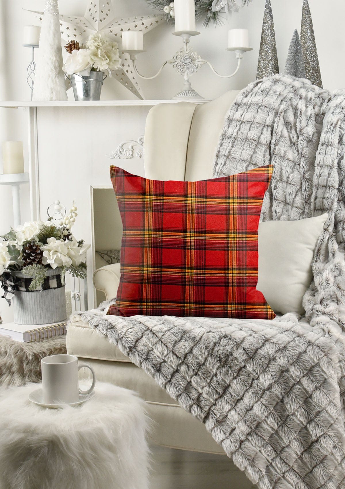 Plaid cushion covers best sale