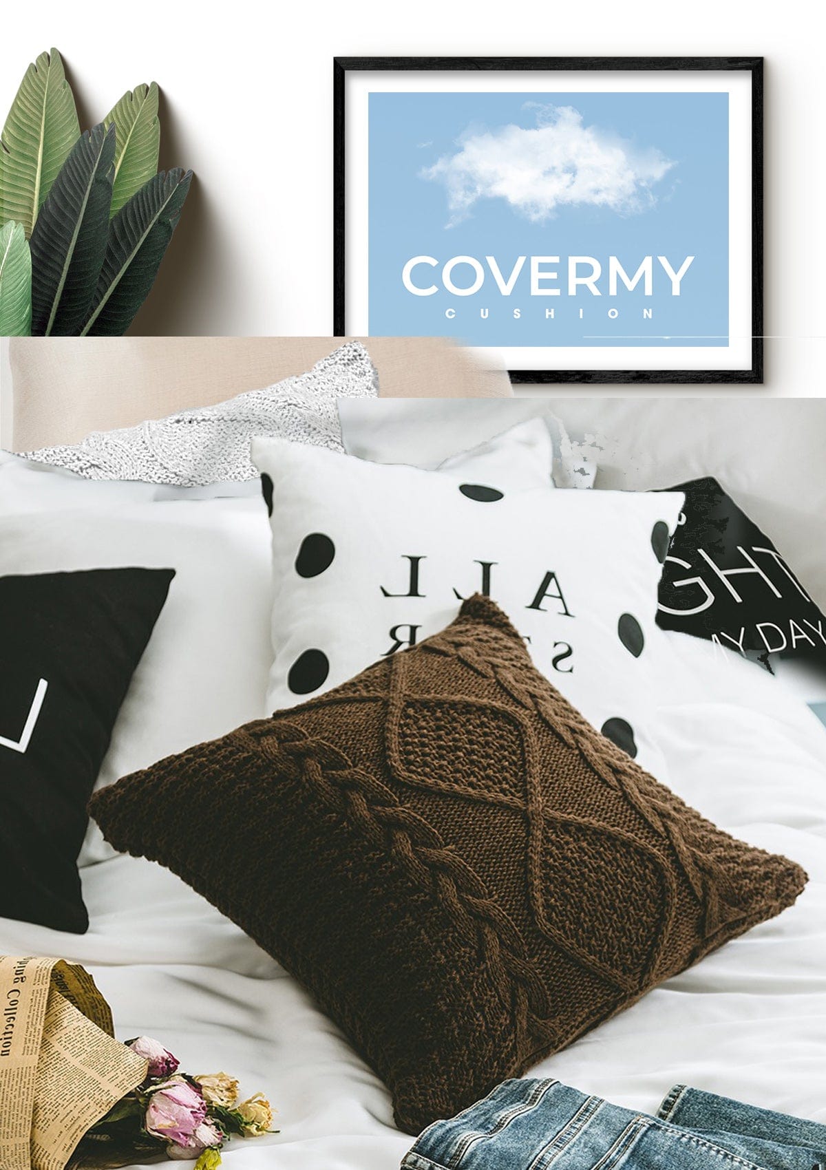 Chunky Knit  Cushion Cover | CovermyCushion 45x45cm / coffee / No thanks - cover only