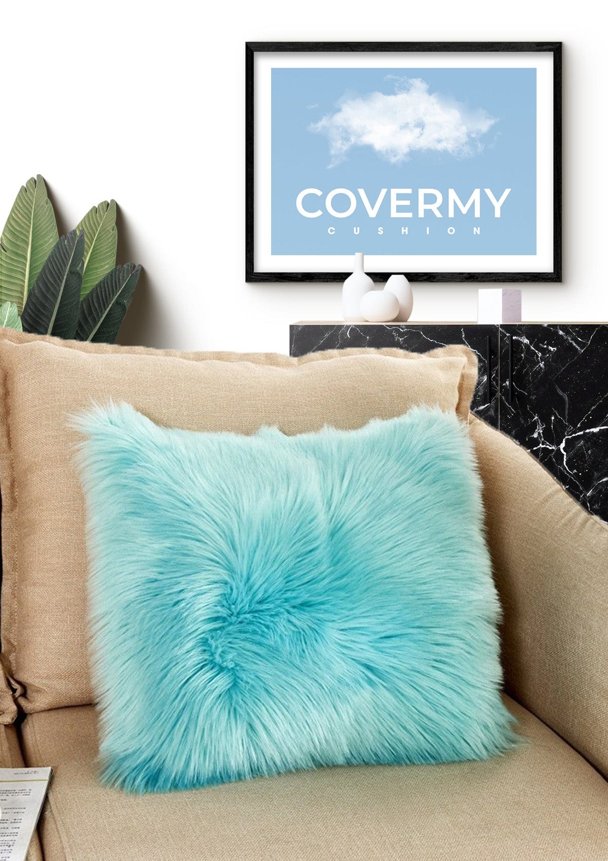 Double Sided Sheepskin Cushion Cover | CovermyCushion 40x40cm / Sky blue