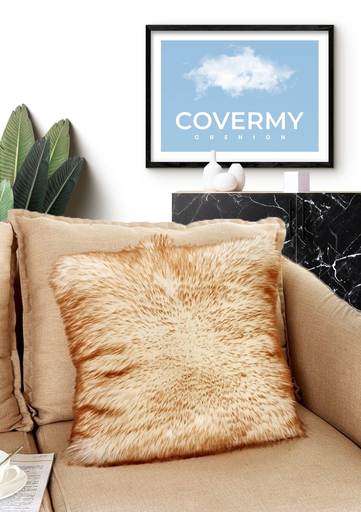 Faux Sheepskin Cushion Cover | CovermyCushion 40x40cm / White yellow / No thanks - cover only