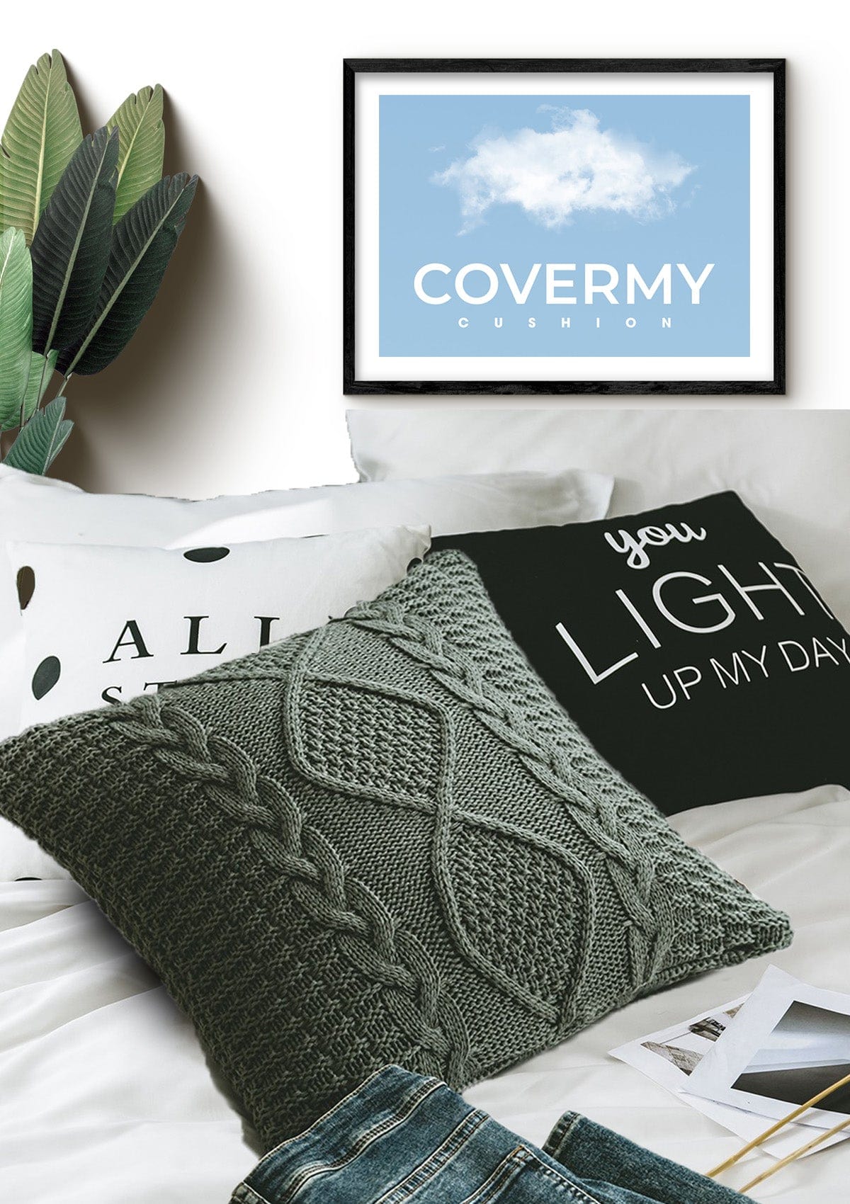 Grey Knitted Cushion Cover | CovermyCushion 45x45cm / Grey / No thanks - cover only