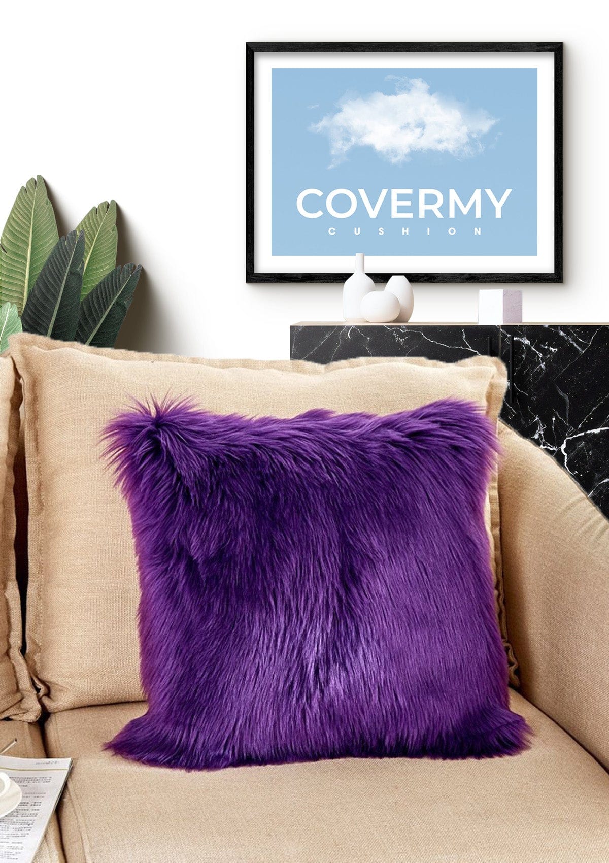 Luxury Sheepskin Cushions Cover 40x40cm / Purple
