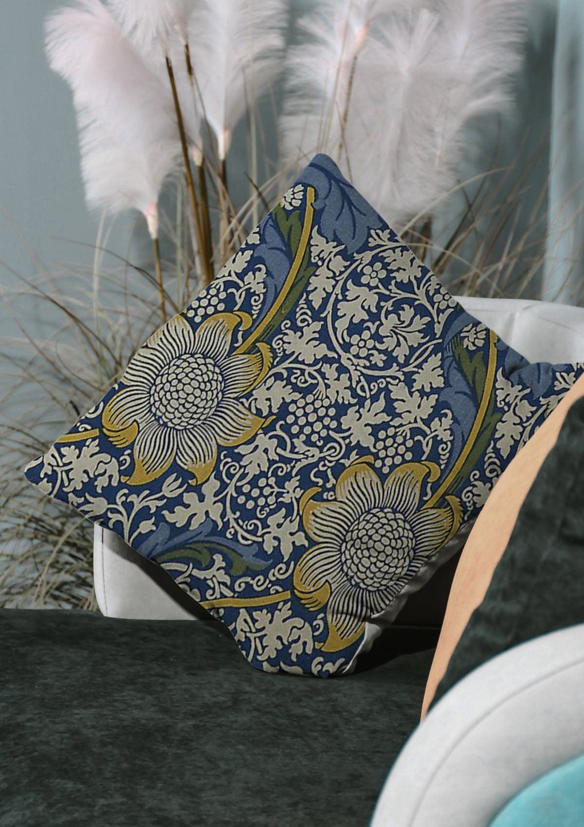 Navy Floral Cushion Covers | CovermyCushion 45x45cm / No thanks - cover only