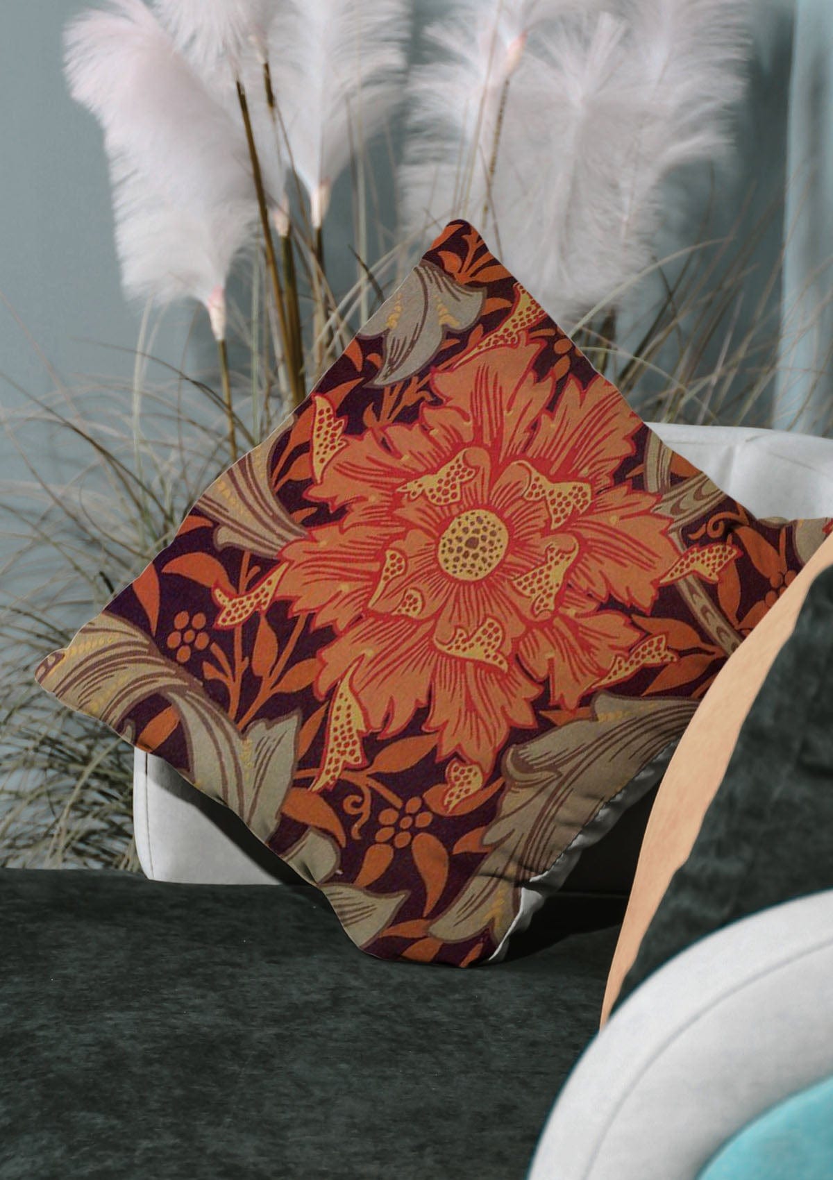 Orange Floral Cushion Covers | CovermyCushion 45x45cm / No thanks - cover only