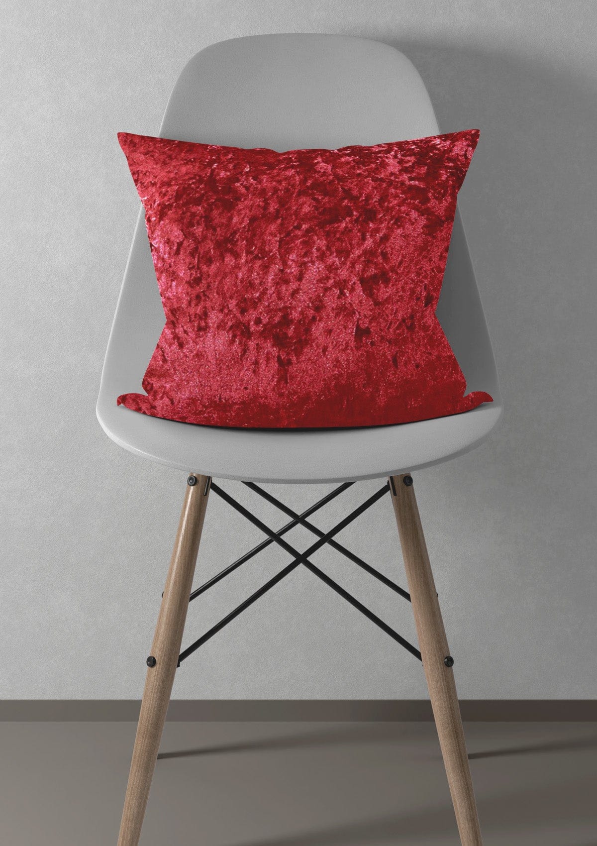 Red Crushed Velvet Cushion Covers  | CovermyCushion 45x45cm / Red / No thanks - cover only