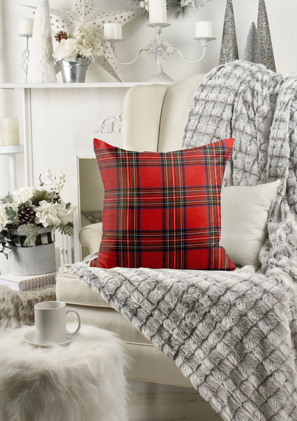 Red Tartan Cushion Covers 30X50cm / red / No thanks - cover only