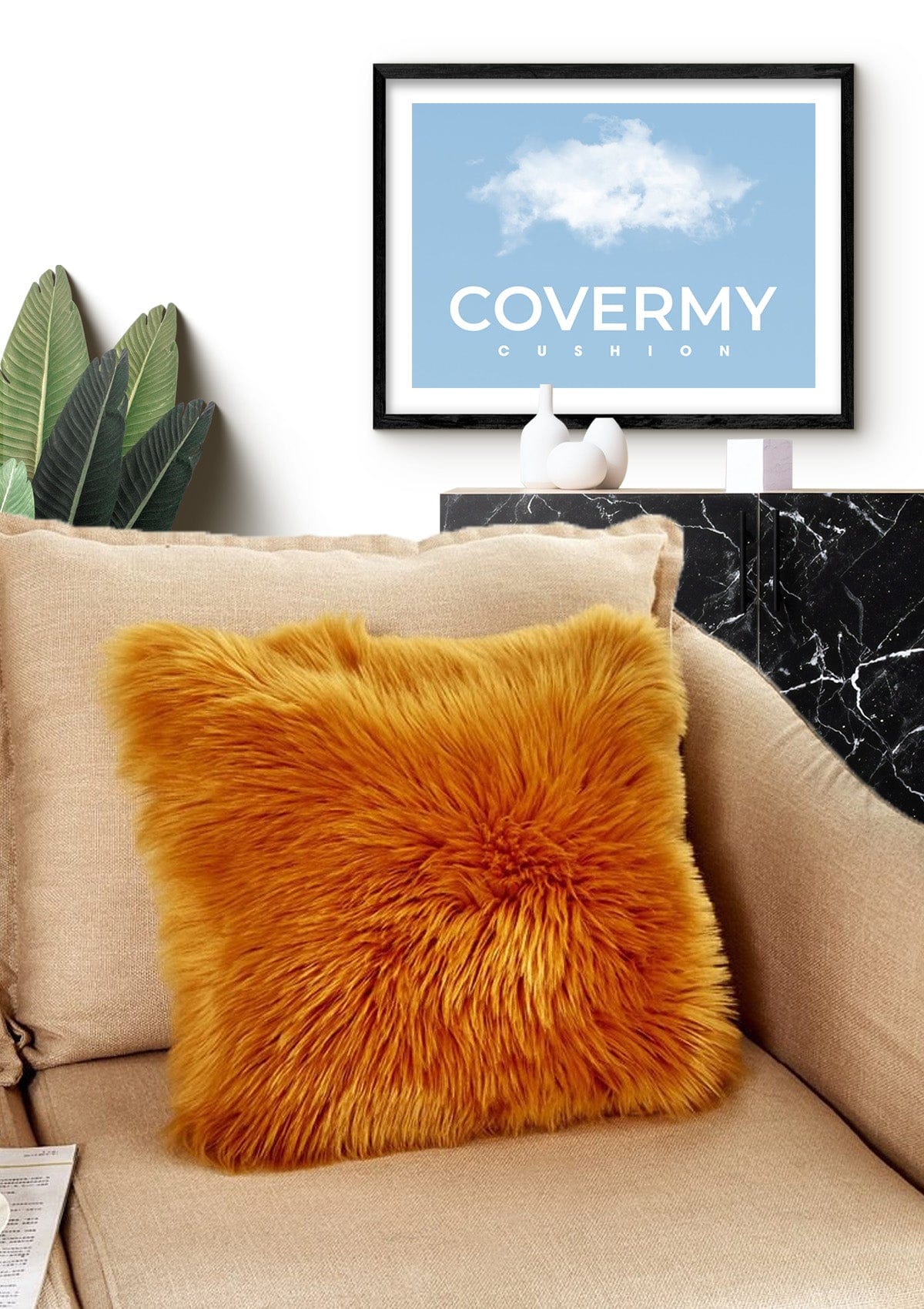 Sheepskin Cushion Cover UK | CovermyCushion 40x40cm / Orange