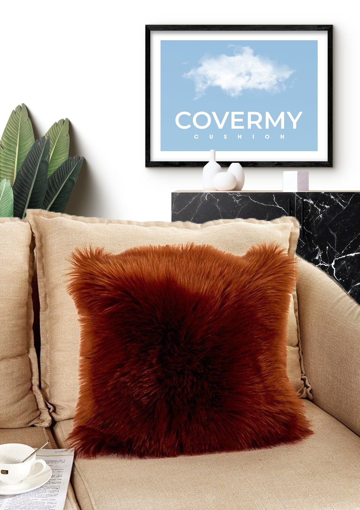 Tibetan Sheepskin Cushion Cover | CovermyCushion 40x40cm / Chocolate