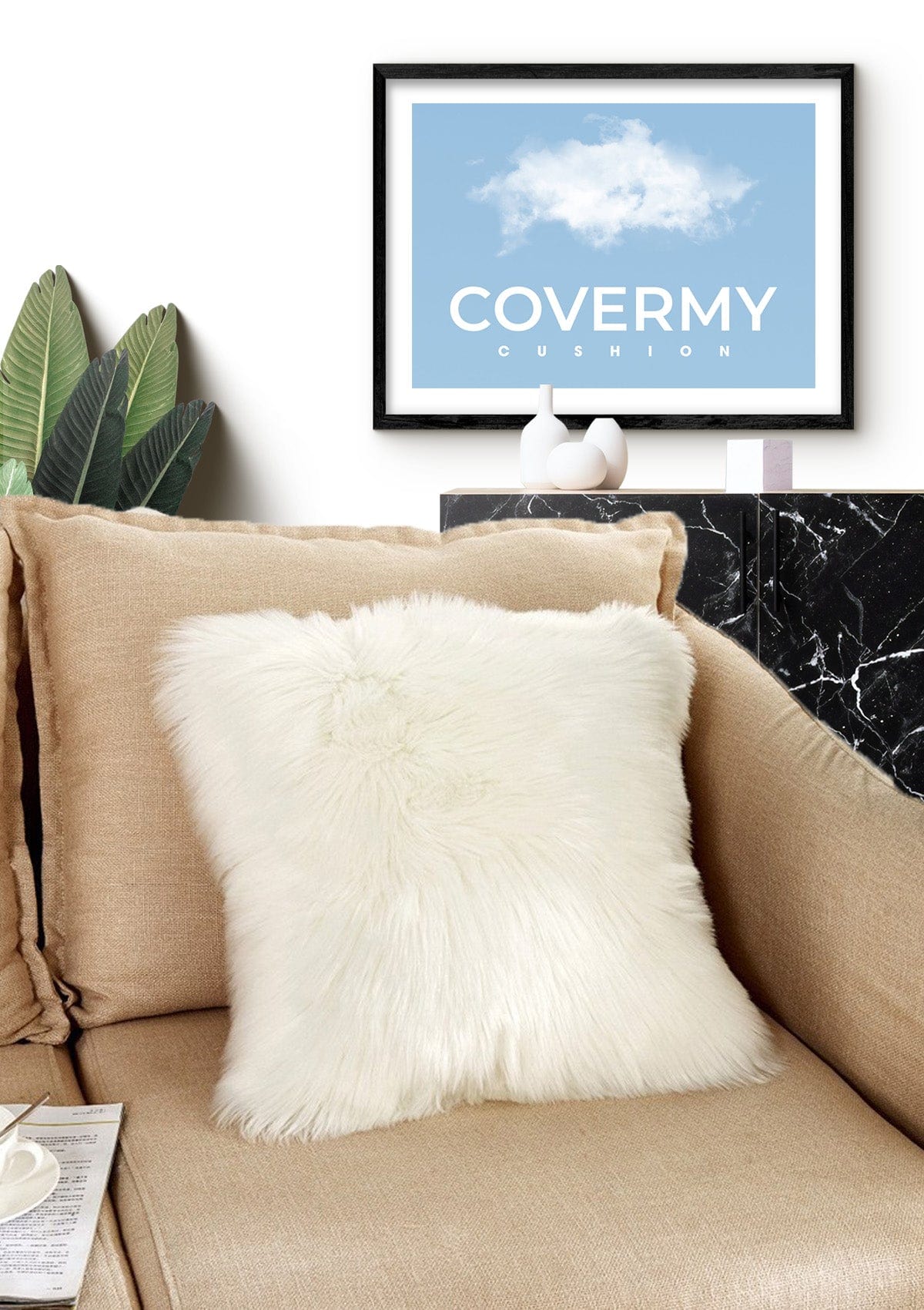 White Sheepskin Cushion Cover | CovermyCushion 40x40cm / White