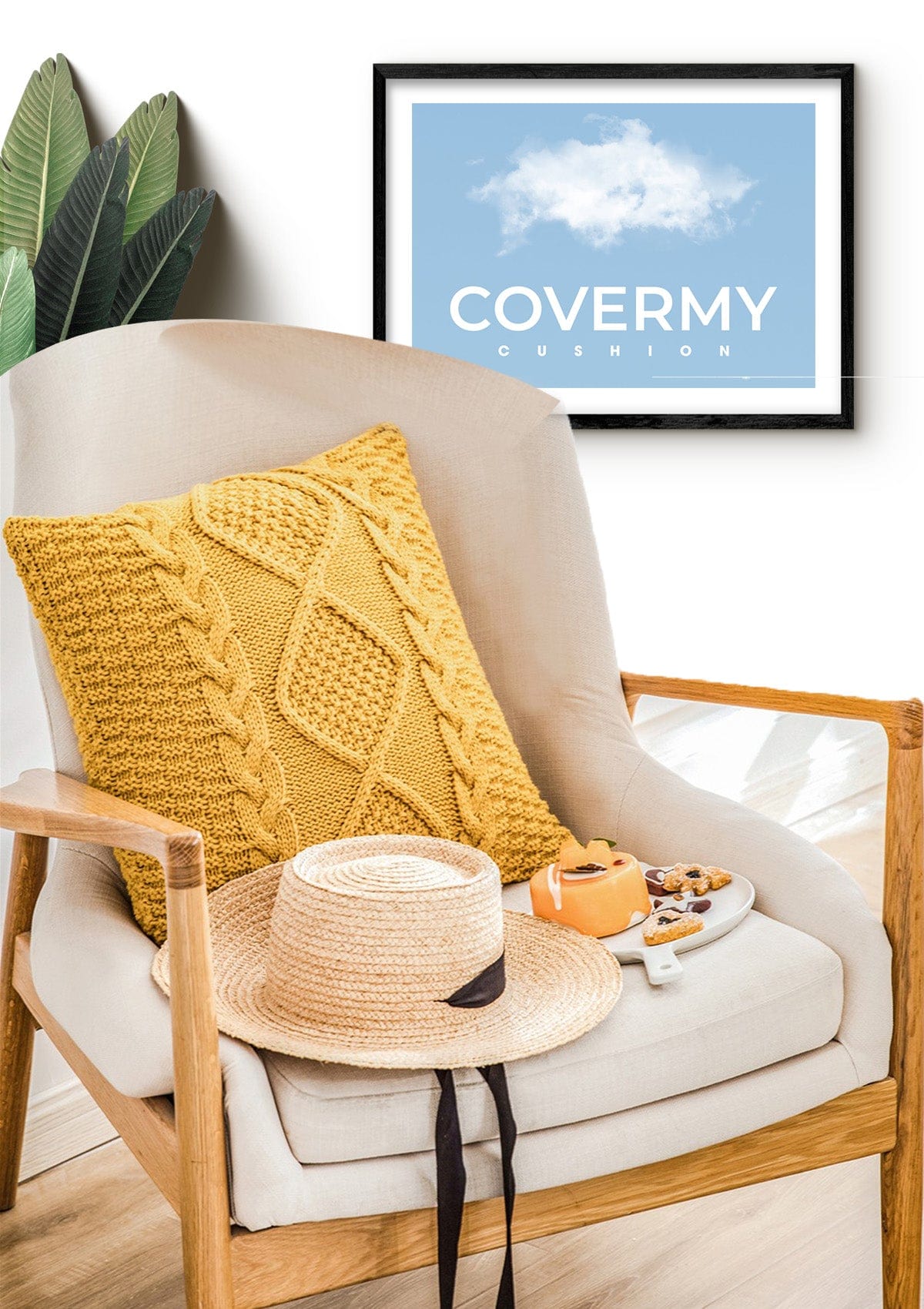 Yellow Knitted Cushion Cover | CovermyCushion 45x45cm / Yellow / No thanks - cover only